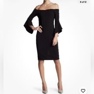 bebe Black Off The Shoulder Dress Midi